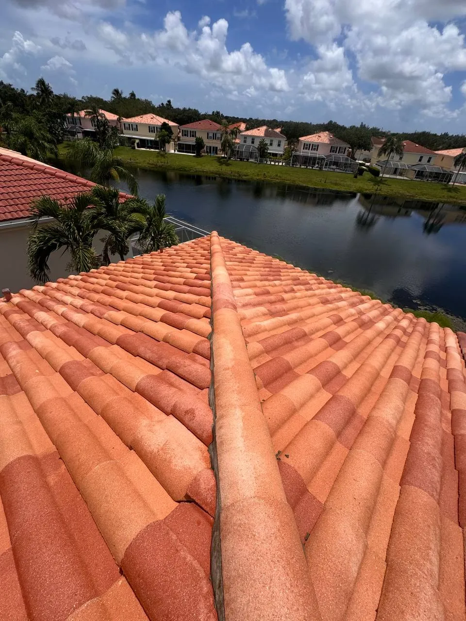 Barrel tile roof soft wash